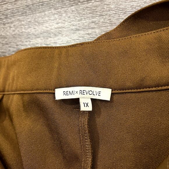 EUC Remi x Revolve Danielle Belted Pants Brown 1X High Waist Wide Leg Trousers - Picture 9 of 15